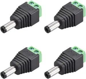 4Pcs 5.5x2.5mm DC Power Jack Plug Adapter Connector for LED Strip CCTV Camera Cable Wire Ends