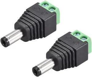 2Pcs 5.5x2.5mm DC Power Jack Plug Adapter Connector for LED Strip CCTV Camera Cable Wire Ends