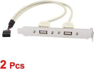 2 Pcs 2 Port USB 2.0 Motherboard Rear Panel Expansion Bracket Host Adapter