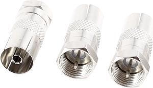 3 Pcs F Type Male to TV PAL Female RF Antenna CATV FM Coaxial Adapter