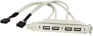Dual Motherboard 9Pin Header to 4Port USB 2.0 Female Cable PCI Bracket