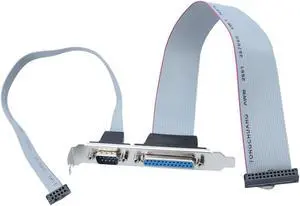DB25 to IDC 26p + DB 9 to IDC 10p Com Port Motherboard Cable Slot Panel