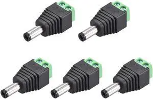 5Pcs 5.5x2.5mm DC Power Jack Plug Adapter Connector for LED Strip CCTV Camera Cable Wire Ends
