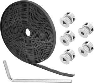 5mm 20 Teeth Timing Pulley Wheel and GT2 Timing Belt 5000mm Circumference 6mm Width Closed for 3D Printer