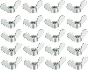 M6 Wing Nuts Zinc Plated Fasteners Parts Butterfly Nut Silver Tone 20pcs