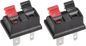 2 Ways Spring Speaker Terminal Clip Push Release Connector Audio Cable Terminals Strip Block Black Red WP2-203 2Pcs