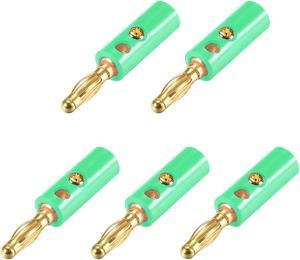 4mm Banana plugs Speaker Wire Cable Screw Plugs Connectors Green 5pcs Jack Connector