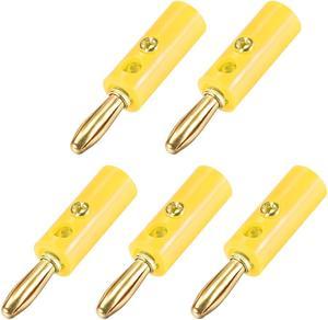 4mm Banana plugs Speaker Wire Cable Screw Plugs Connectors Gold Yellow 5pcs Jack Connector
