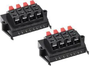 8Way  Spring Speaker Terminal Clip Push Release Connector Audio Cable Terminals Strip Block Black Red WP8-11 2Pcs