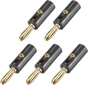 4mm Banana plugs Speaker Wire Cable Screw Plugs Connectors Gold Black 5pcs Jack Connector