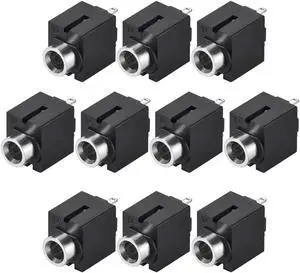 PCB Mount 3.5mm 3 Pin Socket Headphone Stereo Jack Audio Video Connector PJ301C Black 10Pcs