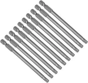10pcs 100mm 1/4" Hex Shank T27 Magnetic Torx Head Security Screwdriver Bits S2