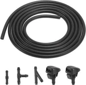 Front Windshield Washer Nozzles Kit with 2 Meters Windshield Washer Hose and 3 Connectors KD45-67-510 for Mazda 3 5 6 CX-3 CX-5  CX-7 CX-9