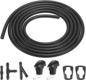 Car Front Windshield Washer Nozzles Kit with 2 Meters Hose 3 Connectors 68269108AA 5182367AA for Dodge Durango 2011-2019