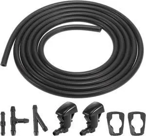 Front Windshield Washer Nozzles Kit with 2 Meters Windshield Washer Hose and 3 Connectors 15247800 for GMC Saturn Aura 2007-2010