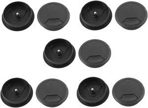 10pcs Office PC Computer Desk 53mm Diameter Grommet Cable Hole Cover Black