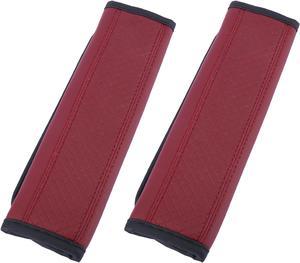2pcs Universal Seat Belt Shoulder Pad Soft Microfiber Leather Car Safety  Strap Covers Neck Mat for Comfortable Driving Wine Red 