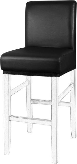 Waterproof Bar Stool Cover, Pub Counter Chairs Stretch Covers Faux Leather Oilproof Protectors with Elastic Band for Hotel Cafe Banquet Short Back Stool Black 1Pcs