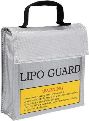 Lipo Guard Fireproof Explosionproof Lipo Battery Safe Bag Charging Pouch Sack for Charge and Storage 155x50x155mm Silver Tone