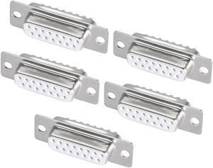 D-sub Connector DB15 Female Socket 15-pin 2-row Port Terminal Breakout for Mechanical Equipment CNC Computers White Pack of 5