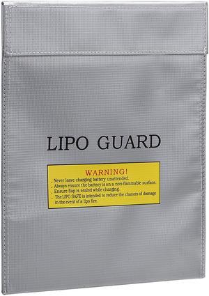 Lipo Guard Fireproof Explosionproof Lipo Battery Safe Bag Charging Pouch Sack for Charge and Storage 230x300mm Silver Tone