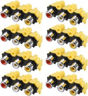 PCB Panel Mount Triple RCA Socket Female Jack Audio Video AV Connector Red White Yellow 8Pcs