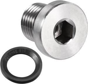 Stainless Steel Inner Hex Head M12x1.25 Pipe Fitting Plug with Seal Ring for Terminate Pipe Ends