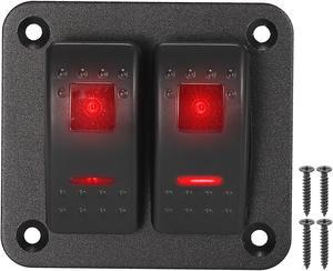 1 Set Car LED Rocker Toggle Switch Panel Waterproof Red DC 12V 24V