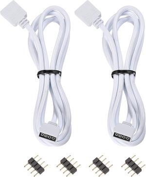 4 Pin 10mm RGB LED Strip Light Connector Extension Cable 1M Length White 2Pcs with 4Pcs Male 4 Pin Plugs