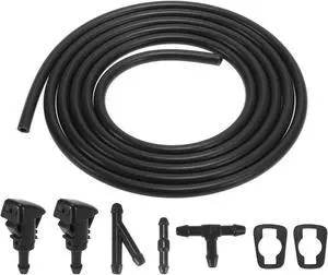 Front Windshield Washer Nozzles Kit for Jeep Grand Cherokee 2.2 Meters Windshield Washer Hose with 3pcs Connectors Replaces 5116079AA