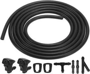Front Windshield Washer Nozzles Kit for Jeep Grand Cherokee WK2 2.2 Meters Windshield Washer Hose with 4pcs Connectors Replaces 68260443AA