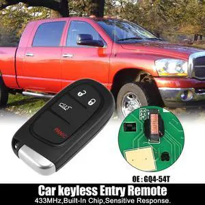 Replacement Keyless Entry Remote Car Key Fob GQ4-54T 433MHz 46 Chip for Dodge for Ram 1500 2500 3500 4500 5500 Truck 2013-2018 4 Buttons with Door Key