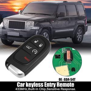 Replacement Keyless Entry Remote Car Key Fob GQ4-54T 433MHz 4A Chip for Jeep Cherokee 2014-2020 5 Buttons with Door Key