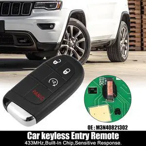 Replacement Keyless Entry Remote Car Key Fob M3N40821302 433MHz 46 Chip for Jeep Grand Cherokee 2014-2019 4 Buttons with Door Key