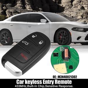 Replacement Keyless Entry Remote Car Key Fob M3N40821302 433MHz 46 Chip for Dodge Charger 11-18 for Dart 13-16 4 Buttons with Door Key