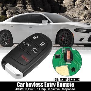 Replacement Keyless Entry Remote Car Key Fob M3N40821302 433MHz 46 Chip for Chrysler 200 for Dodge Charger Dart 5 Buttons with Door Key
