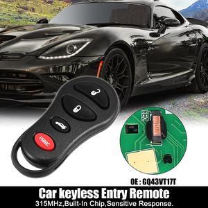 Replacement Keyless Entry Remote Car Key Fob GQ43VT17T 315MHz for Jeep Liberty 02-04 for Dodge Stratus 01-06 for Chrysler Sebring 300M 4 Buttons