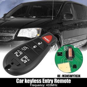 Replacement Keyless Entry Remote Car Key Fob M3N5WY783X 433Mhz for Dodge Grand Caravan for Chrysler Town and Country 6 Buttons with Door Key