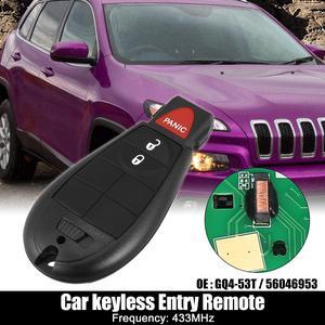 Replacement Keyless Entry Remote Car Key Fob GQ4-53T 433Mhz for Jeep Cherokee 2014-2019 3 Buttons with Door Key 56046953