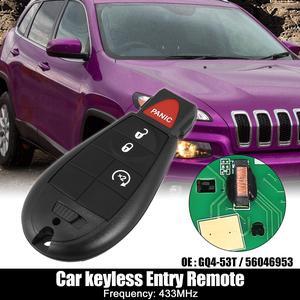 Replacement Keyless Entry Remote Car Key Fob GQ4-53T 433Mhz for Jeep Cherokee 2014-2023 4 Buttons with Door Key NO.68105083AG/68508732AA