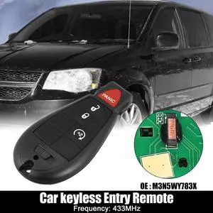 Replacement Keyless Entry Remote Car Key Fob M3N5WY783X 433Mhz for Dodge Grand Caravan Challenger Charger Durango for Ram 4 Button with Door Key