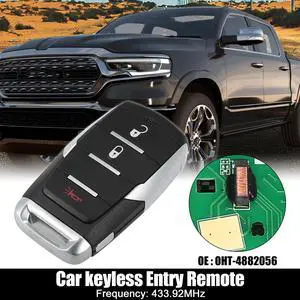 Replacement Keyless Entry Remote Car Key Fob OHT-4882056 433.92Mhz for Ram 1500 2019-2022 3 Buttons with Door Key
