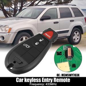 Replacement Keyless Entry Remote Car Key Fob M3N5WY783X 433Mhz for Dodge Charger for Chrysler 300 for Jeep Grand Cherokee 4 Buttons with Door Key