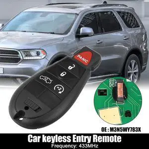 Replacement Keyless Entry Remote Car Key Fob M3N5WY783X 433Mhz for Dodge Challenger 2008-2014 for Durango 2011-2013 5 Buttons with Door Key IYZ-C01C