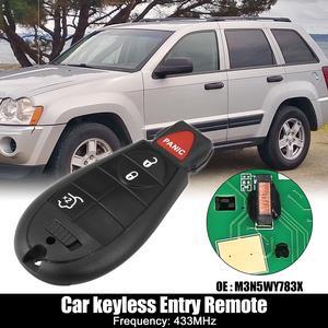 Replacement Keyless Entry Remote Car Key Fob M3N5WY783X 433Mhz for Jeep Grand Cherokee 2008-2013 for Commander 08-10 4 Buttons with Door Key IYZ-C01C