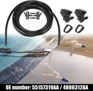 Front Windshield Washer Hose Kit Fit for Dodge Nitro with 3 Meter Washer Fluid Hose 12 Pcs Hose Connectors - Pack of 15 Black