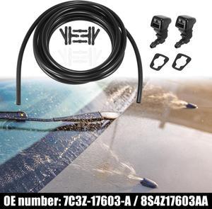 Front Windshield Washer Hose Kit Fit for Ford F250 with 3 Meter Washer Fluid Hose 12 Pcs Hose Connectors - Pack of 15 Black