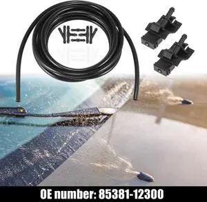 Front Windshield Washer Hose Kit Fit for Toyota 4Runner with 3 Meter Washer Fluid Hose 12 Pcs Hose Connectors - Pack of 15 Black