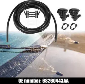 Front Windshield Washer Hose Kit Fit for Jeep Grand Cherokee with 3 Meter Washer Fluid Hose 12 Pcs Hose Connectors - Pack of 15 Black