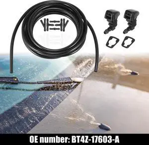 Front Windshield Washer Hose Kit Fit for Ford Edge with 3 Meter Washer Fluid Hose 12 Pcs Hose Connectors - Pack of 15 Black